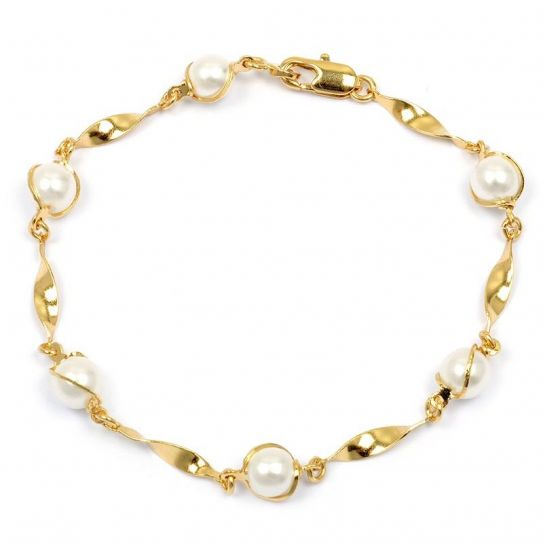 Bracelet plaqué or perle nacrée